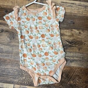 Milkberry Bamboo Ruffle Bodysuit Baby Girl 6-9m Peaches Summer Casual